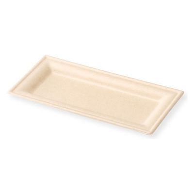 アヅミ産業 紙皿 ムギ&タケスクエアプレート 13×26cm 00764524 1ケース(600個(50個×12))（直送品）