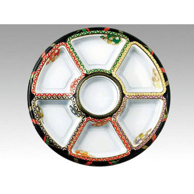 アヅミ産業 オードブル容器 TOM-460-2 丸型オードブル 友禅 セット 00769267 1ケース(80個(20個×4))（直送品）