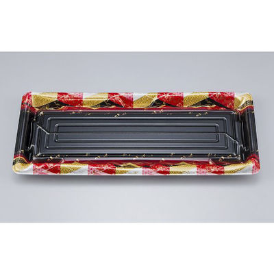 シーピー化成 刺身容器 SF鮨板28 菱紋赤本体 0277628008155 1ケース(400個(50個×8))（直送品）