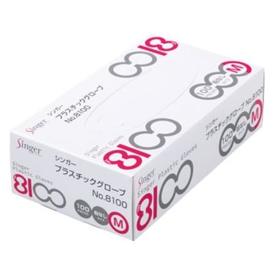 宇都宮製作 塩ビ手袋 シンガープラグローブ8100粉無 M 0605073030 1ケース(2000個(100個×20))（直送品）