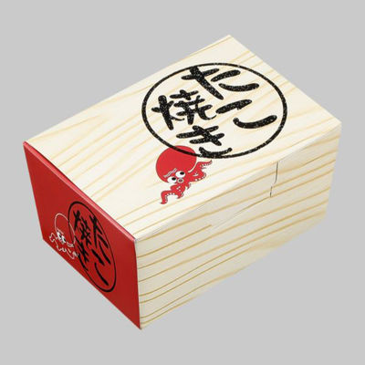たこ焼き箱 たこ焼きBOX(小)木目 184376 1ケース(800個(100個×8))（直送品）
