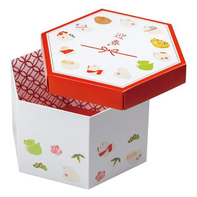 ヤマニパッケージ ギフト箱 19-1323 六角BOX迎春 1袋(100個)（直送品）
