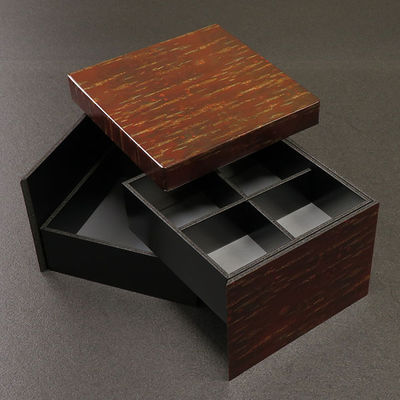 アライ 折箱 LB-K2R/133 133角両面開き2段重十字仕切付 桜木 20001186 1ケース(120個(6個×20))（直送品）