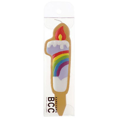 カメヤマ 贈答用飾り クッキーナンバーキャンドル 1番 虹 B5628-00-00 1ケース(120個(10個×12))（直送品）