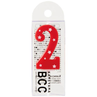 カメヤマ 贈答用飾り ナンバーキャンドル スター 2番 レッド B7539-07-02RE 1ケース(120個(10個×12))（直送品）