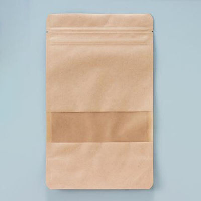 ベリーパック チャック付き袋 CMT-4 クラフト袋窓抜チャック付 茶 1ケース(800個(50個×16))（直送品）