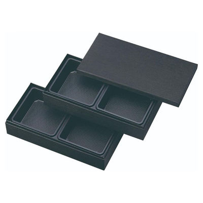 弁当容器 HSH-W250-125 2段貼箱 長手小 中仕切付き (黒木目エンボス) HSHW250125BKMESS（直送品）