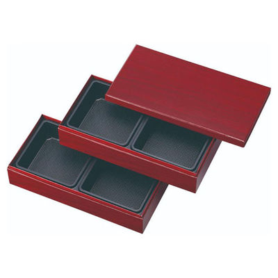弁当容器 HSH-W250-125 2段貼箱 長手小 中仕切付き (赤漆木目エンボス) HSHW250125RUMESS（直送品）