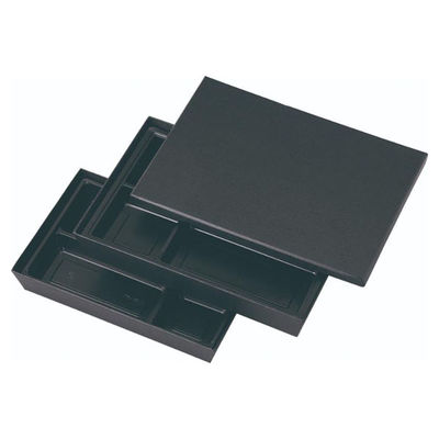 弁当容器 HSH-W320-225 2段貼箱 蓋/上段/下段セット (黒木目エンボス) HSHW320225BKMES（直送品）