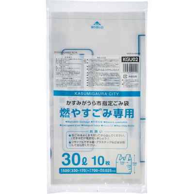 ジャパックス 市町村ゴミ袋 かすみがうら市指定袋 可燃 手付 30L 10P KGU02 1ケース(50個)（直送品）