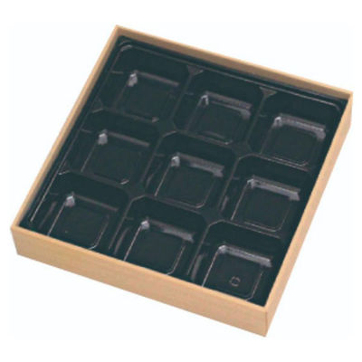 アヅミ産業 折箱 W-80-80 シャクリ蓋(AP80-80黒) W-A015 1ケース(78個(13個×6))（直送品）