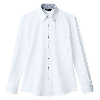 住商モンブラン ボタンダウンシャツ ZK2711-2CB_SSS ニットシャツ 兼用 長袖 白 SSS 1点（直送品）