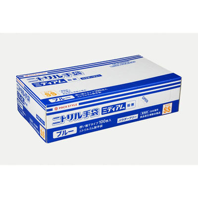 パックスタイル 新 PSニトリル ミディアム 粉無 SS 青 00674475 1袋(100個)（直送品）