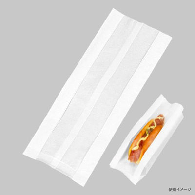 耐油ガゼット袋 窓付きホットドック袋 大 199462 1ケース(3000個(100個×30))（直送品）