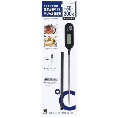 パール金属 はかり 測HAKARI デジタル温度計(ブラック) D-6476 1ケース(120個(10個×12))（直送品）