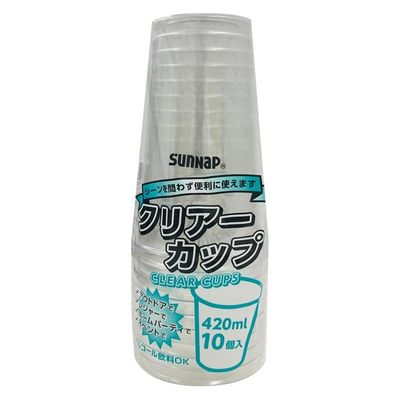 サンナップ プラコップ WHクリアーカップ 420ML 10個 C4210ZWH 1ケース(90個)（直送品）