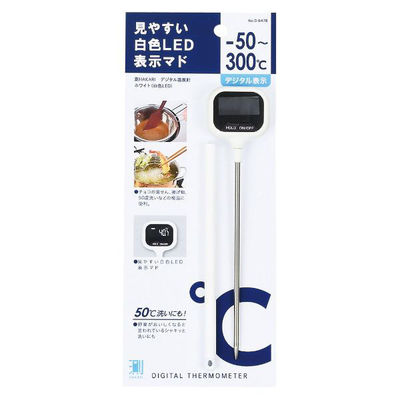 パール金属 はかり 測HAKARI デジタル温度計ホワイト(白色LED) D-6478 1ケース(120個(10個×12))（直送品）