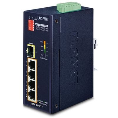産業用PoE+ファストイーサネットスイッチSFPポート付 ISW-514PTF 1個（直送品）