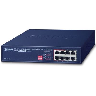 PLANET TechnologyCorporation PoE+ギガビットイーサネットスイッチ GSD-804P 1個 685-6968（直送品）
