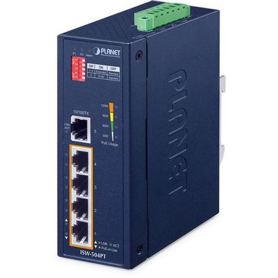 PLANET TechnologyCorporation 産業用PoE+ファストイーサネットスイッチ ISW-504PT 1個（直送品）