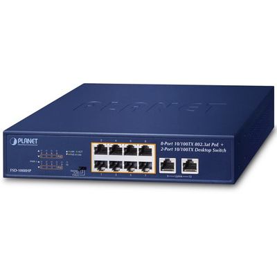 PLANET TechnologyCorporation PoE+ファストイーサネットスイッチ FSD-1008HP 1個 685-7045（直送品）