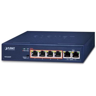 PLANET TechnologyCorporation PoE+ファストイーサネットスイッチ FSD-604HP 1個 685-7043（直送品）