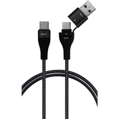 エアージェイ airーJ ストロングケーブル2IN1CtoA変換アダプター付き1Mブラック CKJ-CA1MBK 1個 680-9547（直送品）