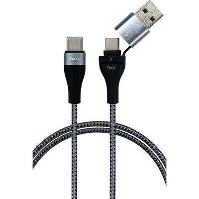 エアージェイ airーJ ストロングケーブル2IN1CtoA変換アダプター付き1Mグレー CKJ-CA1MGY 1個 680-9545（直送品）