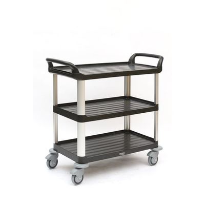 金沢車輌 金沢 静音樹脂3段ワゴン ブラック SA-93F BLACK 1台 687-1106（直送品）