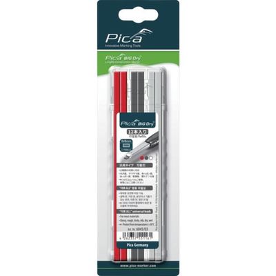 ピカマーカー 建築用シャープペンシル"BIG Dry用替芯 12本入り 赤黒白(各4本) 6045SB03 1パック(12本)（直送品）