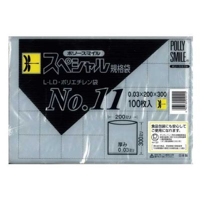 吉忠化学工業 吉忠化学 透明ポリ袋 ポリースマイル 100枚 No.11 3103138ポリースマイル11 1パック(100枚)×3（直送品）