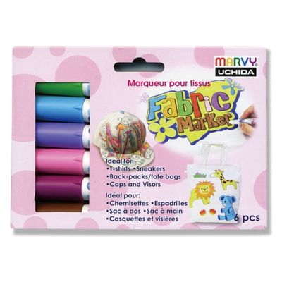 マービー ファブリックマーカー 中間色6色組 560-6B 1セット（直送品）