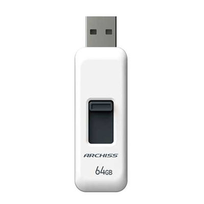 ARCHISS スライド式USBメモリ 64GB AS-064GU2-PSW 1セット(5本)（直送品）
