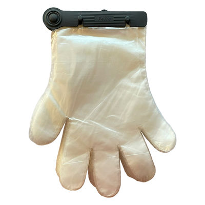 富士商 片手で装着できるワンタッチ ポリエチ手袋 黒クリップ付 キッチン使い捨てお掃除 F22070 1個(100枚入)（直送品）