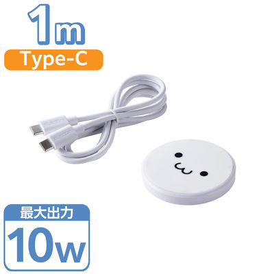 ワイヤレス充電器 Qi認証 10W/7.5W/5W 卓上 充電器 薄型 しろちゃん EC-QA27WF エレコム 1個（直送品）