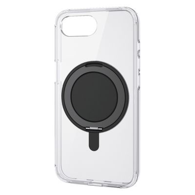 iPhone16eケース ハイブリッド 360度回転スタンド機能 クリア×ブラック PM-A25SMAGSTBK2 エレコム 1個（直送品）