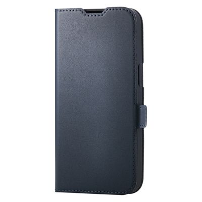 iPhone16e ケース レザー 手帳型 マグネット カードケース機能付 ネイビー PM-A25SPLFMGNV エレコム 1個（直送品）