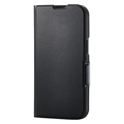 iPhone 16e ケース レザー 手帳型 超軽量 カードケース機能付 ブラック PM-A25SPLFUBK エレコム 1個（直送品）