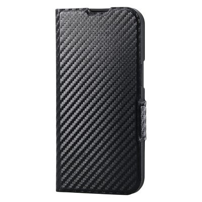 iPhone 16e ケース レザー 超軽量 カードケース機能付 カーボンブラック PM-A25SPLFUCB エレコム 1個（直送品）