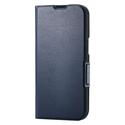 iPhone 16e ケース レザー 手帳型 超軽量 カードケース機能付 ネイビー PM-A25SPLFUNV エレコム 1個（直送品）