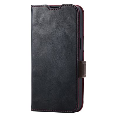 iPhone 16e ケース レザー 手帳型 マグネット カードケース機能付 ブラック PM-A25SPLFYBK エレコム 1個（直送品）