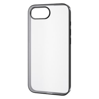 iPhone 16e ケース ソフト 衝撃吸収 メタルステッカー付 メタリックブラック PM-A25SUCTMBK エレコム 1個（直送品）