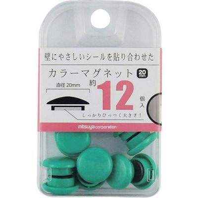 ミツヤ mitsuya カラーマグネット20mm 緑12個 M37117 BX2-CM20GR 1箱(12個) 356-3178（直送品）