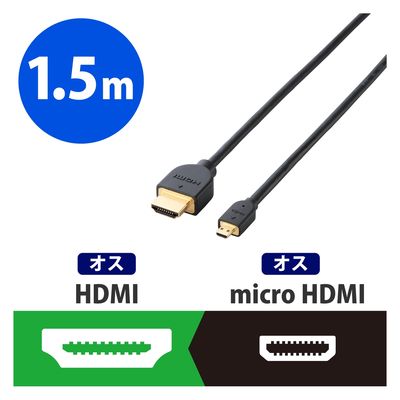 HDMIケーブル 1.5m HDMImicroケーブル イーサネット対応 ブラック CAC-HD14EU15BK エレコム 1個（直送品）