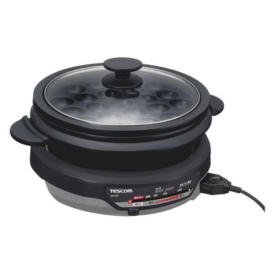 グリルなべ 3.4L 1300W たこ焼き/溝つきプレート付属 直火可能 スタイリッシュグレー GP9100 H テスコム 1個（直送品）