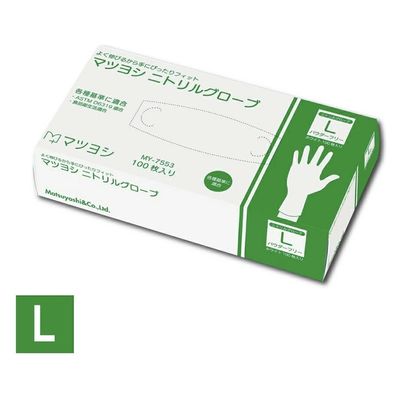 マツヨシニトリルグローブホワイトバラMY-7553 手袋 衛生 感染予防 MY-7553(L)100マイイリ 1箱(100枚入)（直送品）