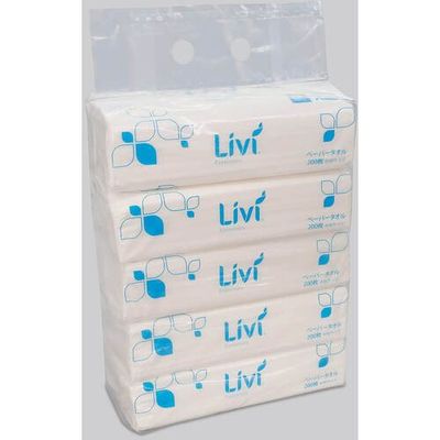 ユニバーサル・ペーパー リビィ 8781 ペーパータオル中判5P W01P 1袋(1000枚) 342-0322（直送品）