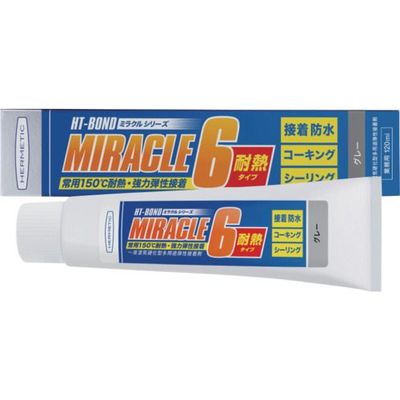 ヘルメチック 多用途弾性防水接着剤 Miracle6 耐熱タイプ グレー 120ml MIRACLE6TNGY120 1個 683-5629（直送品）