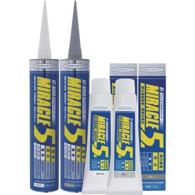 ヘルメチック 多用途弾性防水接着剤 Miracle5 ホワイト 333ml MIRACLE5W333 1個 683-9903（直送品）
