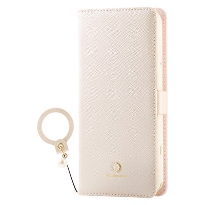 らくらくスマートフォン F-53E ケース レザー 手帳型 ミラー付 ホワイト PM-F244PLFJM2WH エレコム 1個（直送品）